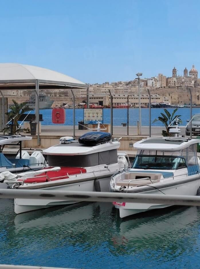 Harbour view of Valletta city walls and waterfront