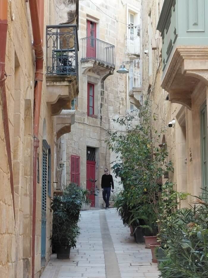 Walking through historic streets in Valletta Malta
