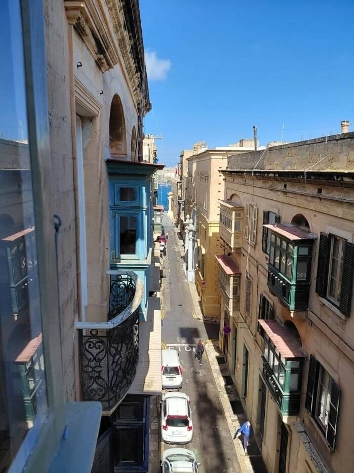 Narrow streets of Valletta glowing in the Mediterranean sunlight