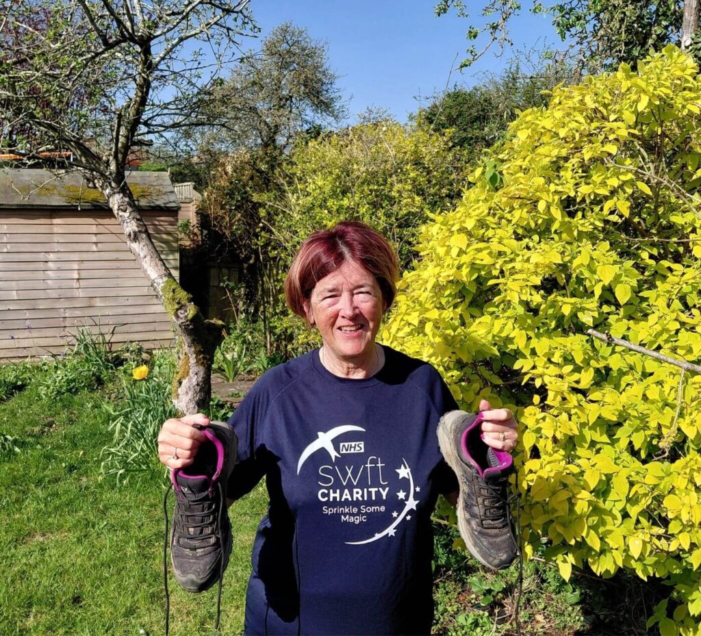 Caro preparing for 30 mile charity walk for SWFT NHS 30th Anniversary