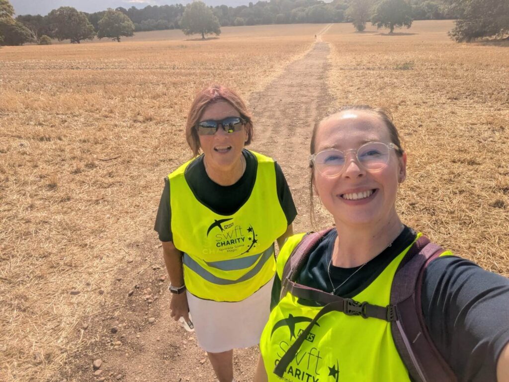 Caro walking across fields with BNI fellow member