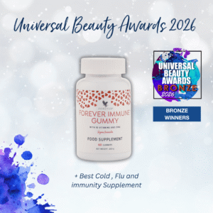 Forever Immune Gummy product featuring awards